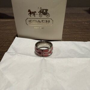 Coach Patchwork Pink Crystal Ombre Signature Ring